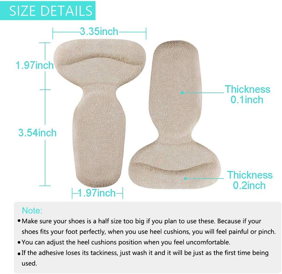 Heel Cushion Inserts, Heel Grips Shoe Pads for Womens Prevention Blister and Foot Protectors Anti Slip Back of Loose Heel Shoes for Women's High Heel Shoes Too Big (10 Pcs) (Beige+Black+Transparent) - Image 3